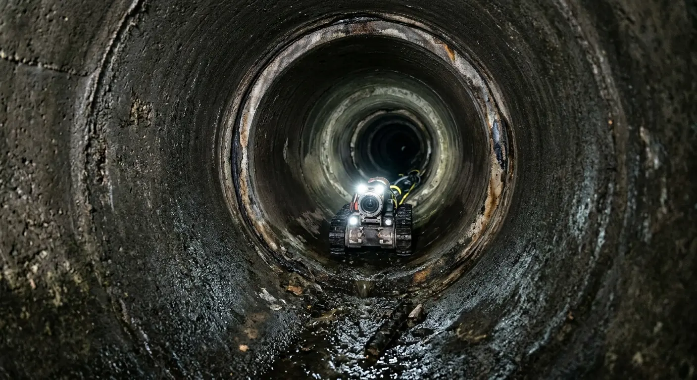 Robotic sewer camera inspecting pipe interior for Sewer Line Cleaning in Glasgow